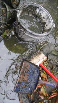 This pond is a little easier to clean because their are no rocks - with a bottom drain it would be self cleaning